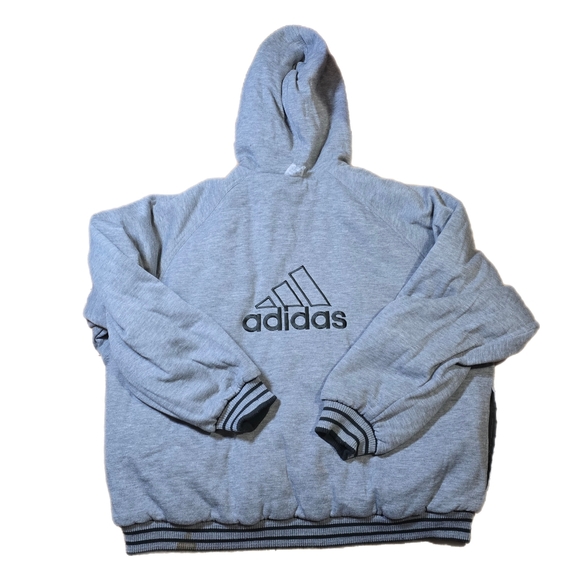 Vtg 90s Y2k Adidas Reversible Sweatshirt Lined Green Grey Heavyweight Jacket 2XL - Picture 5 of 16